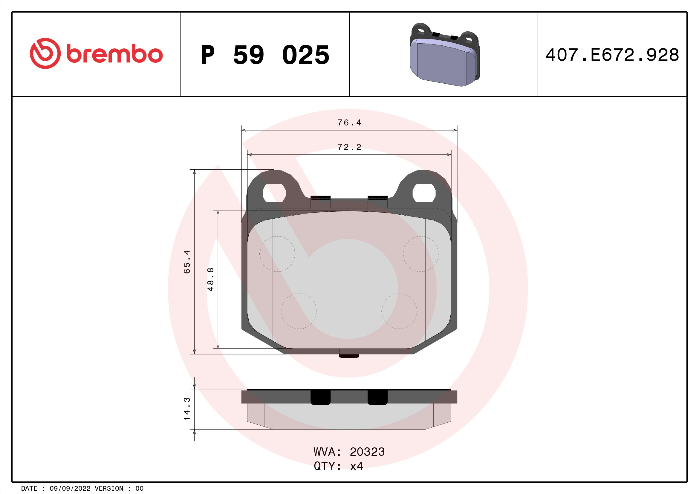 A.B.S. P 59 025 BREMBO Bremsbelagsatz, Scheibenbremse